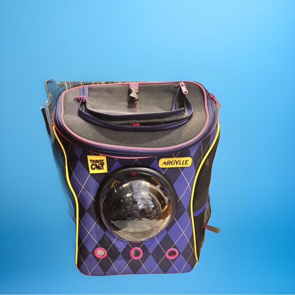 Purple Cat Carrier Backpack TRAVEL CAT ARGYLLE - Picture 1 of 6
